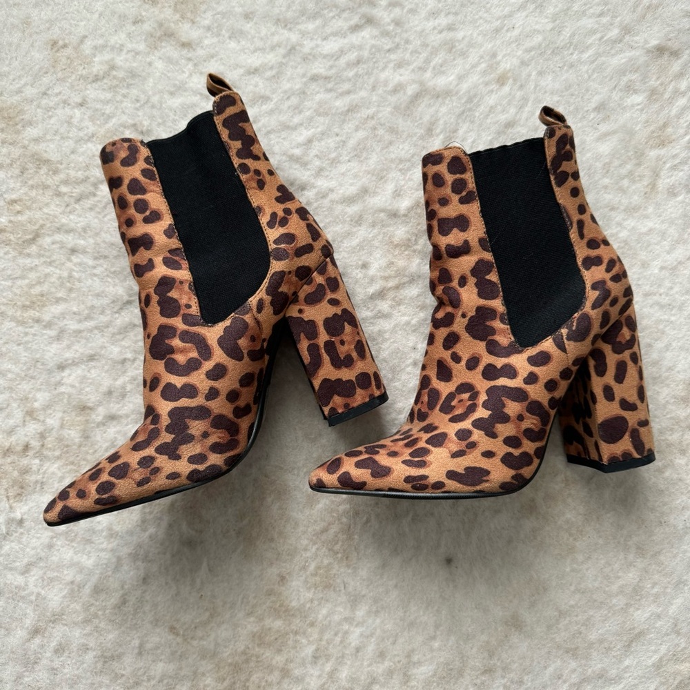 Leopard print booties